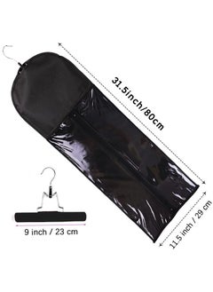 3PCS Extra Long Hair Extension Storage Bag Hairpieces Storage Holder with Wooden Hanger Dust-proof Portable Suit with Transparent Zip Up Closure- Light weight, Waterproof and Portable (Black) - pzsku/Z8723B51523D9813D8C3EZ/45/_/1690939846/aefc2d67-41c4-4c66-932e-cbe6d1358118