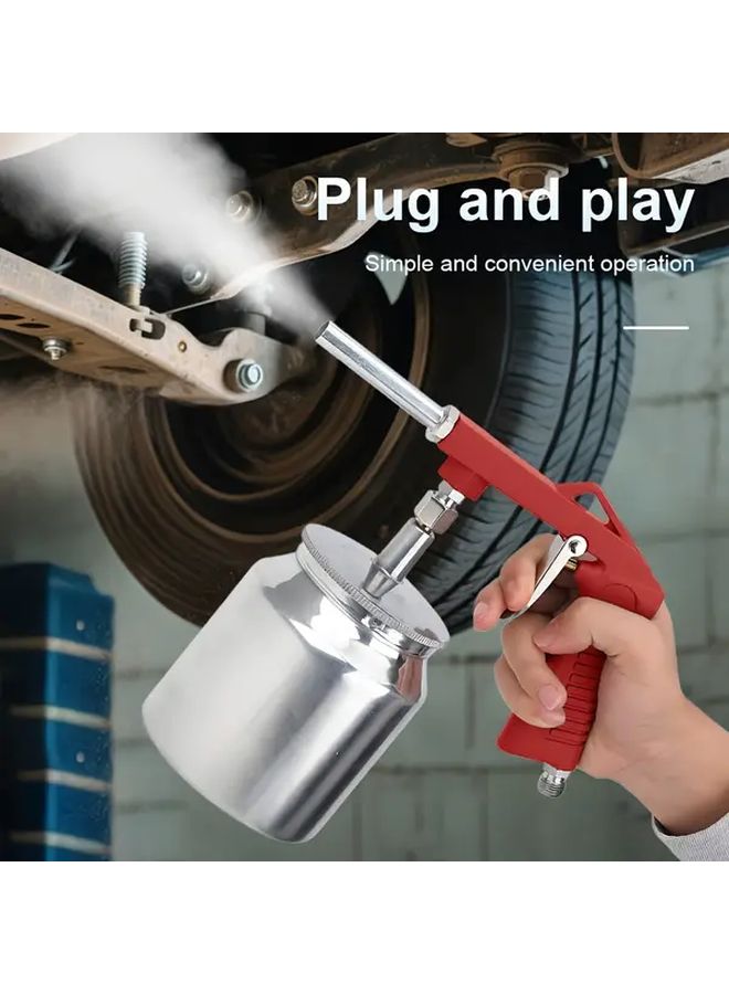Red Diamond Spray Gun Handheld Pneumatic Sandblaster Non Electric Air Suction Feed Cup Spray Gun For Truck Bed Liner Coating Rubberized Primer Rust Prevention Splash Proof Paint Sandblasting Machine Compressor - Image 1