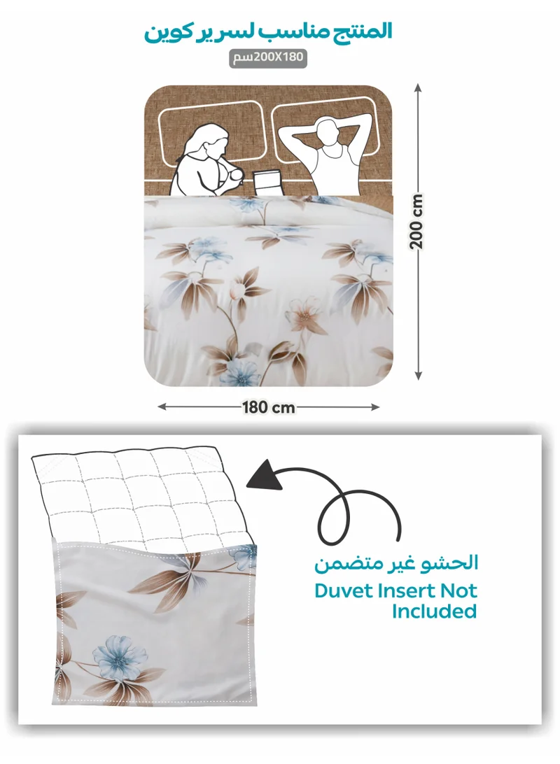 Donetella QUEEN (180x200 cm) Printed Duvet Set, Queen Size Fits 180x200 cm - 4-Pcs Bed Set, Brushed Microfiber Fabric - 1 Duvet Cover, 1 Fitted Sheet, 1 Pillow Shams, 1 Pillowcases (Filler Not Included)  | Best Price UAE