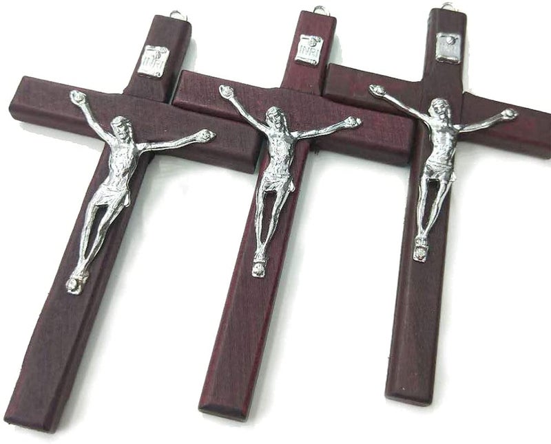 CHENGXIN Catholic Crucifix Wall Cross 3 Pack, Small Wooden Cross with Jesus for Home Decor, 4.7 inches - Image 5