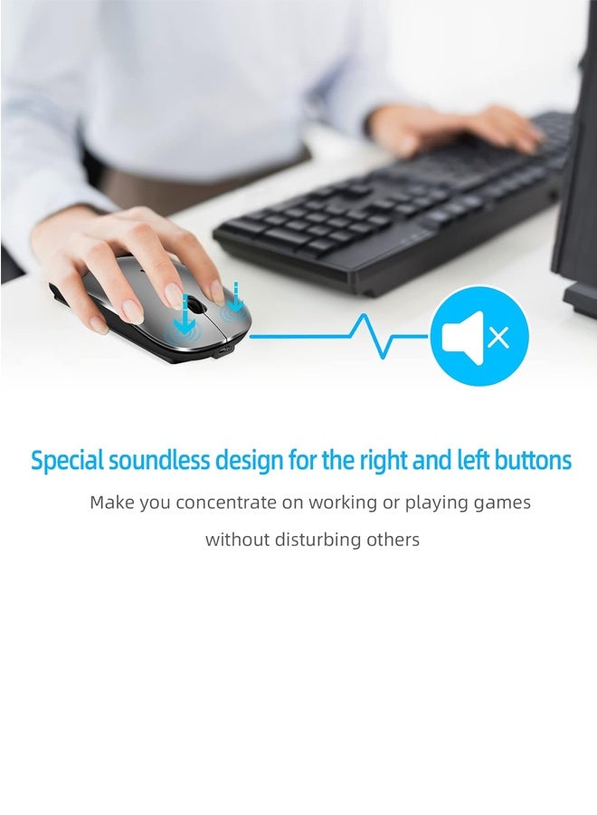 Rechargeable Bluetooth Mouse for MacBook/MacBook air/Pro/iPad, Wireless Mouse for Laptop/Notebook/pc/iPad/Chromebook - Image 4