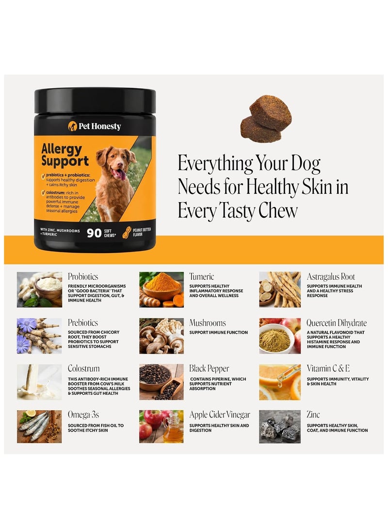 Pet Honesty Dog Allergy Chews - for Paw Licking, Itching & Seasonal Allergies - with Colostrum, Probiotics & Salmon Oil - Vet Recommended Itch Relief Supplement for Dogs (Peanut Butter, 90 Ct) - Image 4