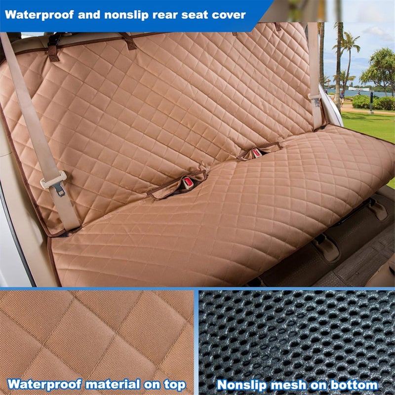 Bench Car Seat Cover Protector - Waterproof, Heavy-Duty and Nonslip Pet Car Seat Cover for Dogs with Universal Size Fits for Cars, Trucks & SUVs(TAN) - Image 5