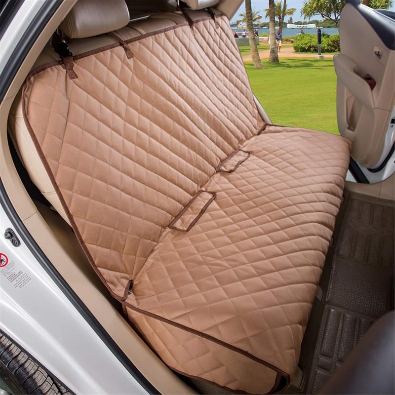 Bench Car Seat Cover Protector - Waterproof, Heavy-Duty and Nonslip Pet Car Seat Cover for Dogs with Universal Size Fits for Cars, Trucks & SUVs(TAN) - Image 2