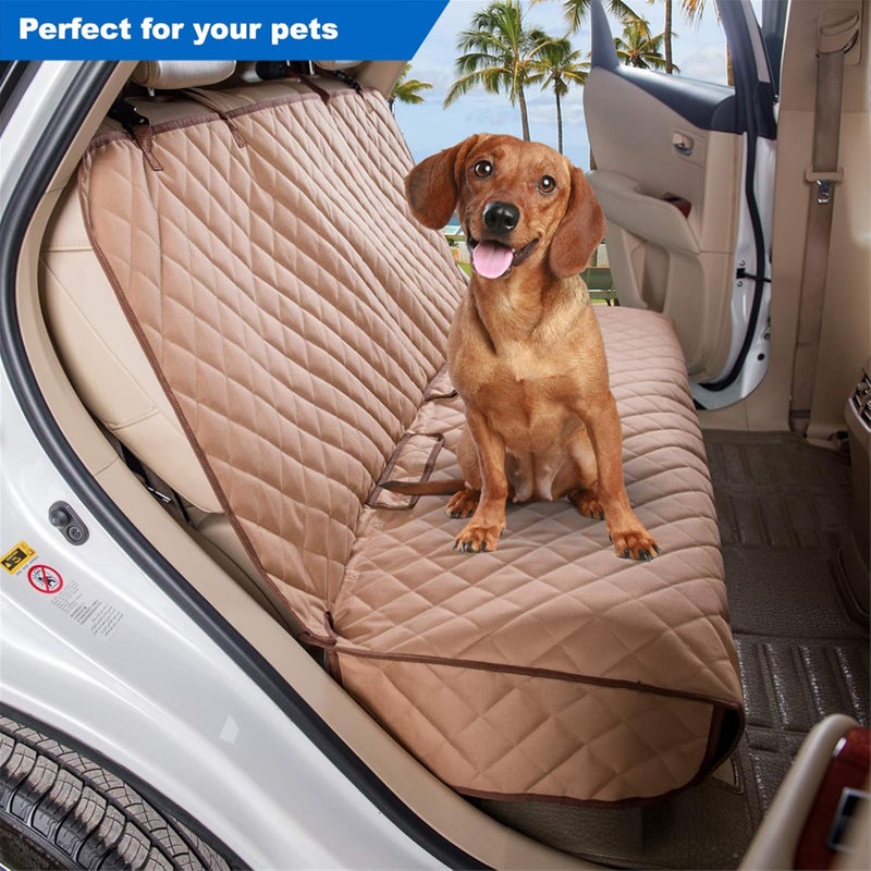 Bench Car Seat Cover Protector - Waterproof, Heavy-Duty and Nonslip Pet Car Seat Cover for Dogs with Universal Size Fits for Cars, Trucks & SUVs(TAN) - Image 3
