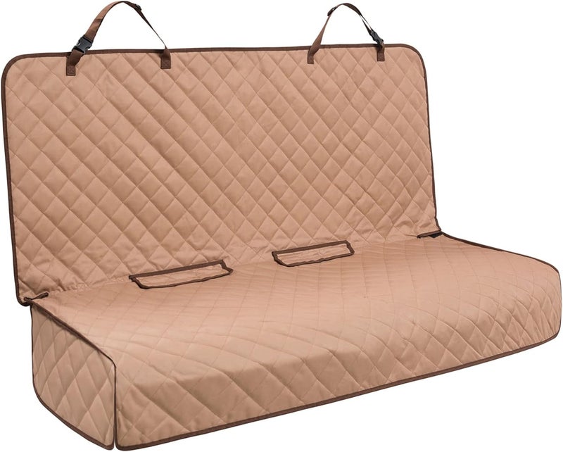 Bench Car Seat Cover Protector - Waterproof, Heavy-Duty and Nonslip Pet Car Seat Cover for Dogs with Universal Size Fits for Cars, Trucks & SUVs(TAN) - Image 1