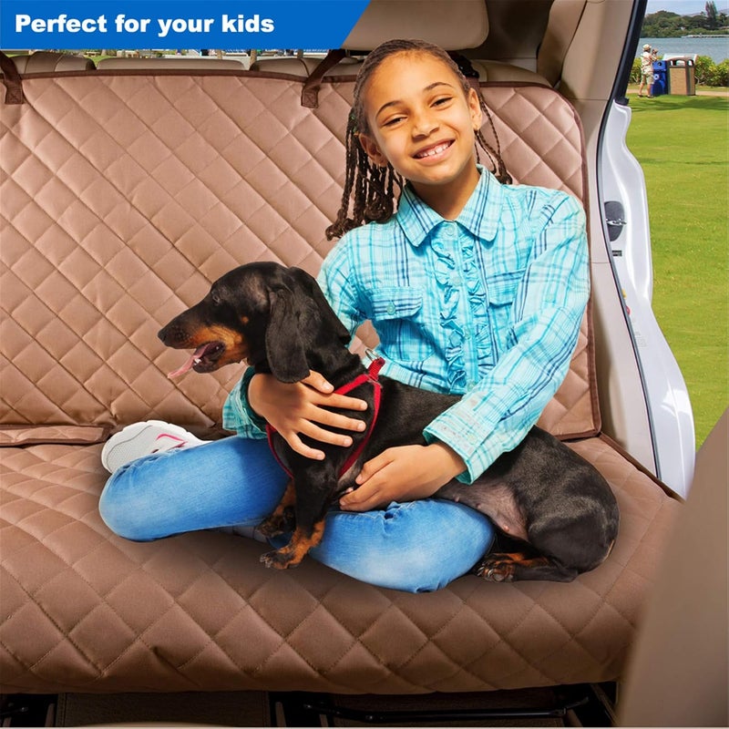 Bench Car Seat Cover Protector - Waterproof, Heavy-Duty and Nonslip Pet Car Seat Cover for Dogs with Universal Size Fits for Cars, Trucks & SUVs(TAN) - Image 4