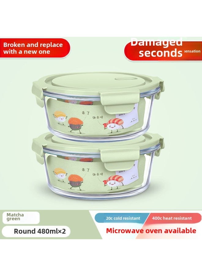 Office Workers Glass Lunch Box Microwave Heating Special Student Insulation Lunch Box Large Capacity Portable Bowl With Lid-Specifications:Friendly City Yaojing* Nordic Blue Microwave Heat Resistant For Ten Years.*∏-Color:Friendly City Zheng 710+480+ Thermal Insulation Bag  - Image 4
