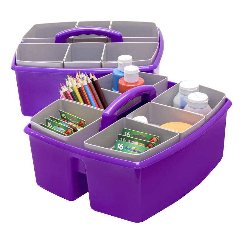 Storex Large Classroom Caddy with Cups 13 x 11 x 6575 Inches Purple Case of 2 00986U02C