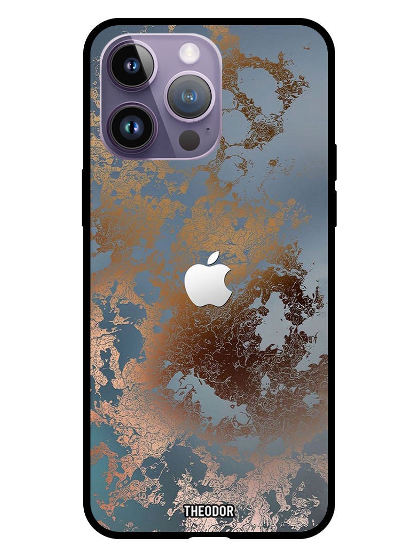 Theodor Protective Case Cover For Apple iPhone 14 Pro 6.1" 2022 Golden Grey Design - Image 1