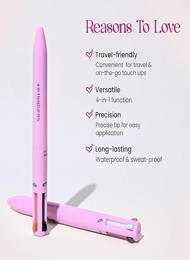 Scheibe 4-in-1 Multifunction Makeup Pen, Pink, Waterproof and Sweat-proof, Travel-friendly Design with Twist-action Mechanism, Precision Tip for Professional Application - Image 2