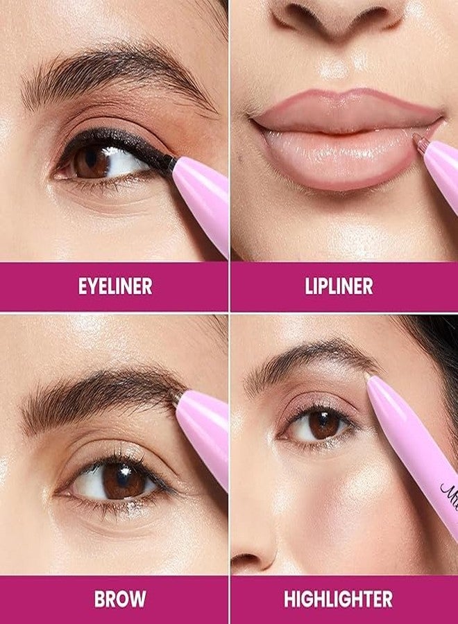 Scheibe 4-in-1 Multifunction Makeup Pen, Pink, Waterproof and Sweat-proof, Travel-friendly Design with Twist-action Mechanism, Precision Tip for Professional Application - Image 3