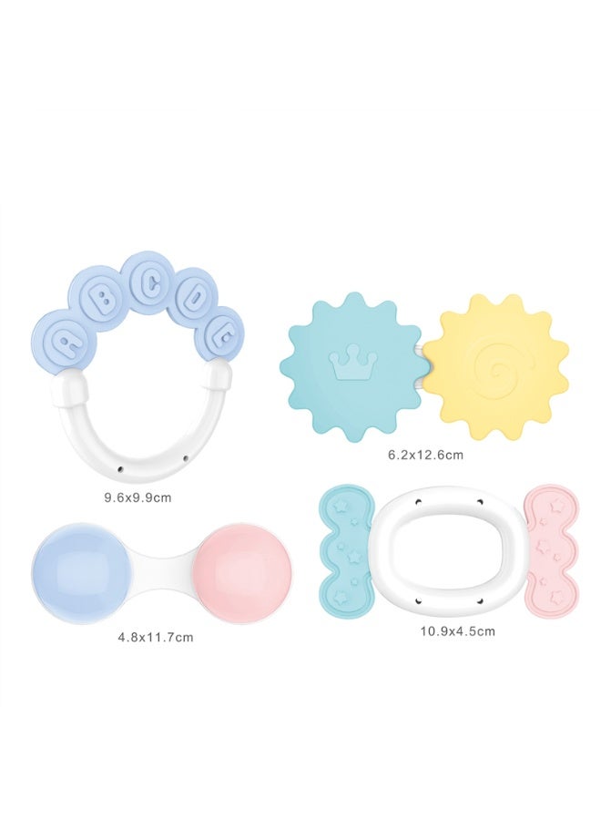 HUANGER Baby Rattles Set 4 Pieces, Teething Toys, 0+ Months, Educational Sensory Toys, Pastel Colors - Image 2