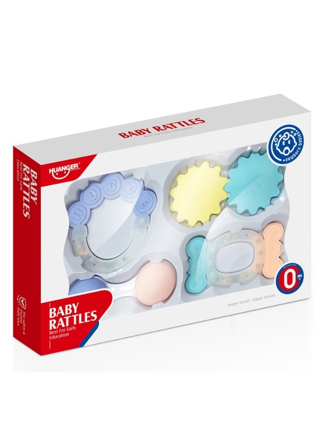 HUANGER Baby Rattles Set 4 Pieces, Teething Toys, 0+ Months, Educational Sensory Toys, Pastel Colors - Image 1