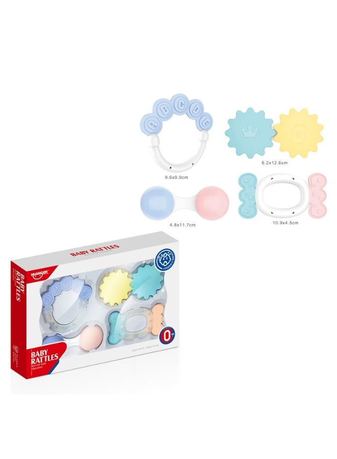 HUANGER Baby Rattles Set 4 Pieces, Teething Toys, 0+ Months, Educational Sensory Toys, Pastel Colors - Image 3