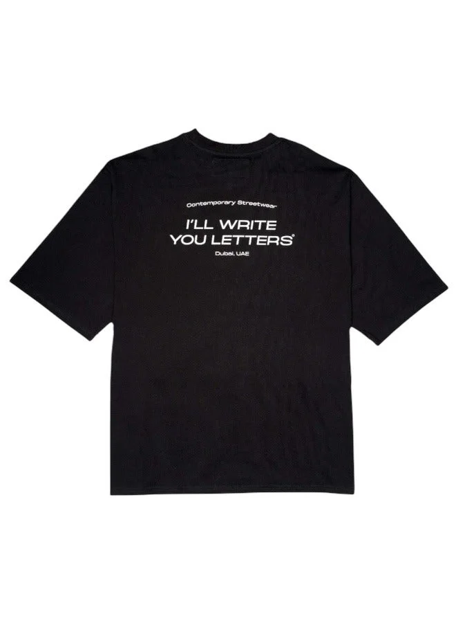 I'LL WRITE YOU LETTERS Black Oversize Tee