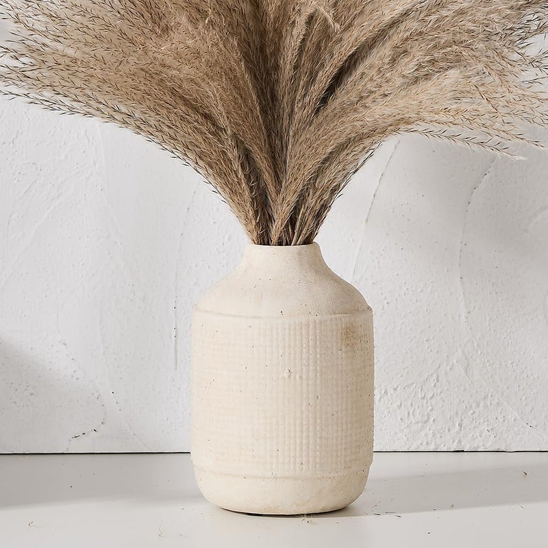 SIDUCAL All budget friendly options Ceramic Rustic Farmhouse Vase | 7 Inch Pottery Decorative Flower Vase for Home Decor | Sand Glaze Finish Boho Vase for Table, Living Room, Bathroom Decoration, Shelf Decor, Mantel, White Bulk storage easy optimized build - Image 4