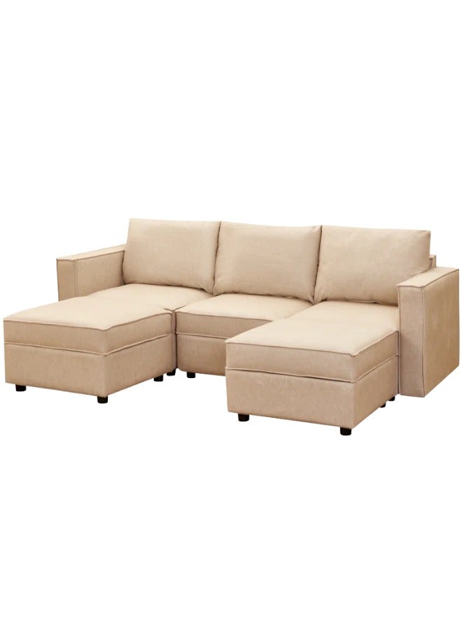 Generic Vert 90" 5 Piece Upholstered Sectional Ottoman Sofa With Storage Beige  - Image 1