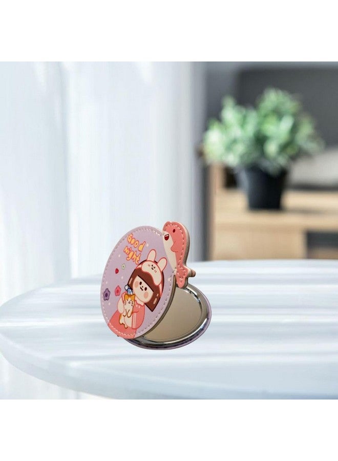 Compact Printed Metal and Glass Mirror with Stones, 2x1 Magnification, for Makeup 8cmx8cm - Image 1