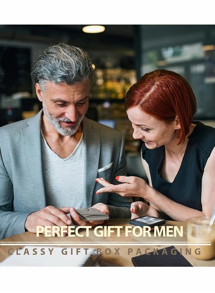 Wallet for Men Slim Larger Capacity with 12 Slots RFID Blocking Men's Wallet Minimalist Front Pocket Bifold Leather with ID Window Gift BoX - Image 2