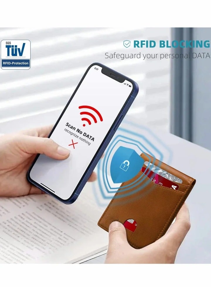 Wallet for Men Slim Larger Capacity with 12 Slots RFID Blocking Men's Wallet Minimalist Front Pocket Bifold Leather with ID Window Gift BoX - Image 3