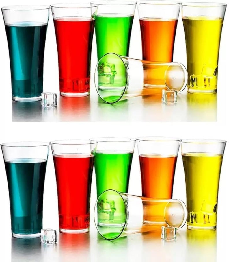 AWICKTIK 12 Pcs Plastic Unbreakable StylishTransparent Water GlassJuice Glass Plastic Glass Pack of 12 300 ml - Image 1