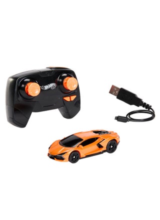 RC Toy Car, Remote-Control Lamborghini Revuelto in 1:64 Scale, Recharge with USB Cable, Races & Stunts On- and Off-Track with Turbo Boost