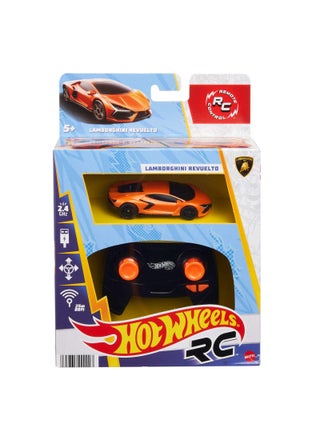Hot Wheels Lamborghini Revuelto Télécommandée 1/64 – USB Rechargeable, Turbo, 2.4 GHz – Sensations Sur & Hors Piste Dès 5 Ans