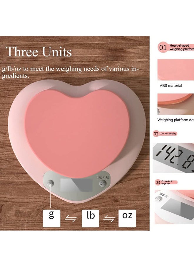 Cute Kitchen Scale, Heart Shaped Digital Scale, Digital Food Scale with LCD Display, 11 ib (5kg) Capacity, 0.03 oz (1g) Precise Weight Measuring for Baking, Cooking (Pink) - pzsku/Z872439B9D509AF69B48FZ/45/_/1726133595/6b83197d-e34d-4d1c-aa46-a5507ecbd980