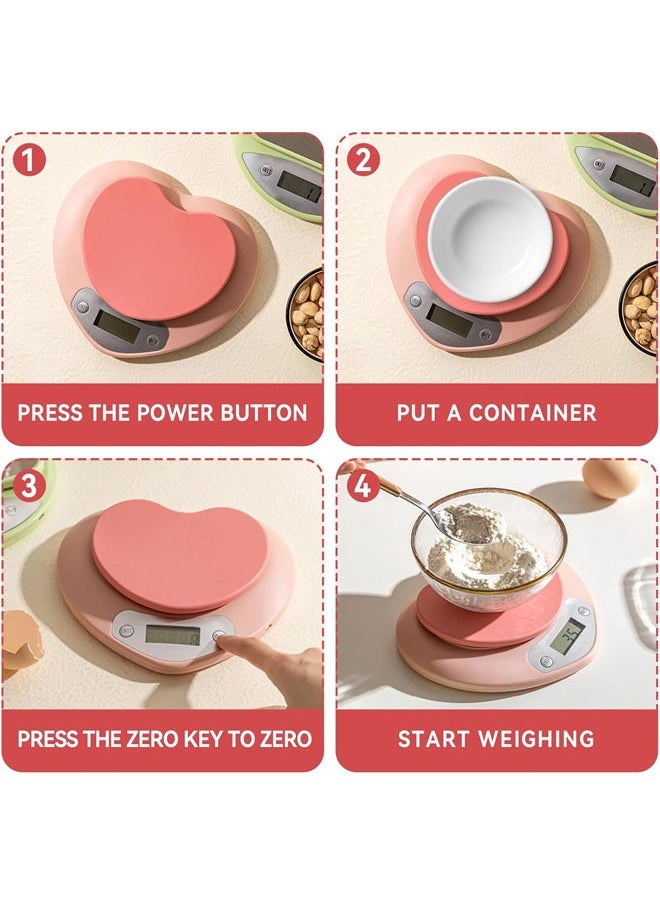 Cute Kitchen Scale, Heart Shaped Digital Scale, Digital Food Scale with LCD Display, 11 ib (5kg) Capacity, 0.03 oz (1g) Precise Weight Measuring for Baking, Cooking (Pink) - pzsku/Z872439B9D509AF69B48FZ/45/_/1726133599/74fbd6ac-4382-4e41-bf89-e623eed0009c