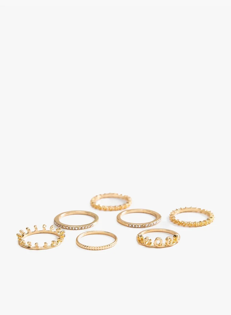 KOTON 7 Pack Rings In Different Shapes Star Detail Stone Detail