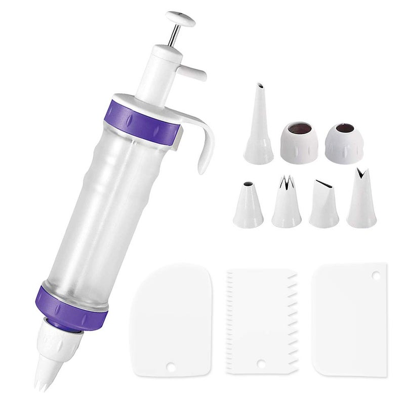Dualshine Dessert Decorating Syringe Set  Icing Dispenser Cupcake Filling Injector  7 Icing Nozzles  3 Cream Scrapers Frosting Making Dessert Cream Piping Syringe Nozzles Kits For Cake Cookies Decoration - Image 1