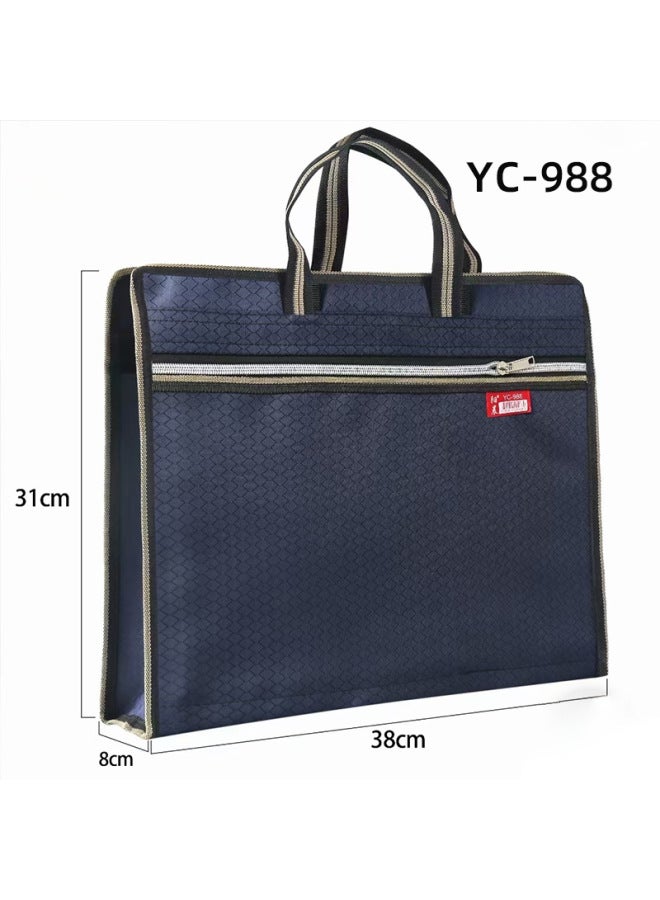 HELPS A4 Satchel Document Bag Customized Large-capacity Multi-functional Document Bag Oxford Cloth Double Zipper Information Conference Briefcase - Image 1