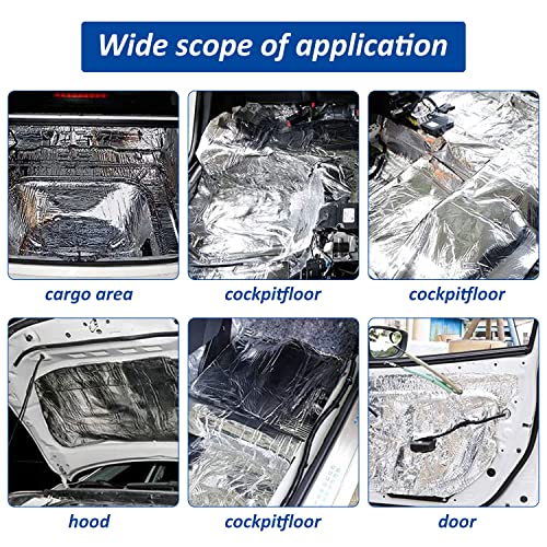 CZXNBI Car Heat Sound Deadening Insulation Mat, 197mil 10.76sqft Sound Deadener & Heat Insulation Pad for Auto Hood Engine Roof Door and Trunk - 40 Inch x 40 Inch, Aluminum Foil Finish - Image 4