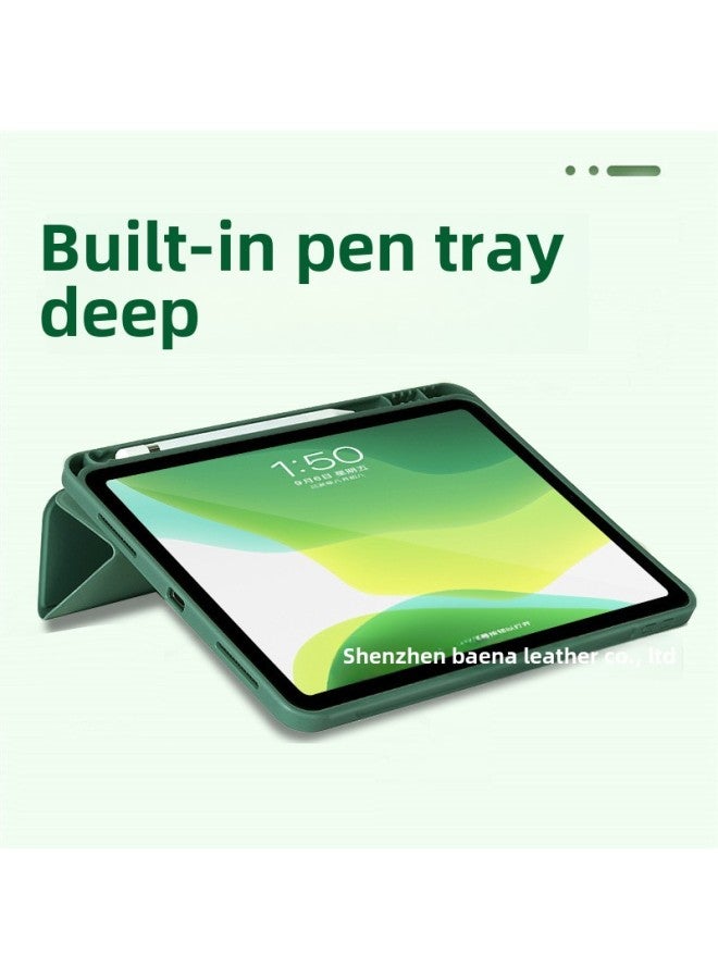 Suitable For Ipad Protective Case With Pen Slot Mini6 Leather Case 10.9air4 Case 10.2pro11 Inch 9.7 Inch 12.9-Color:Dark Night Green-Applicable Model:iPad Pro 12.9 - Image 5
