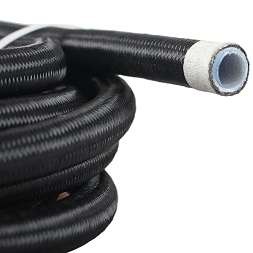 YIUIY 14 Fuel Line Hose 4AN 20FT PTFE Teflon E85 Ethanol Fuel Injection line Braided Stainless Steel EFI LS for All Oil Gas Fuel fuel Lube Alcohol Ethanol Coolant Black - Image 1