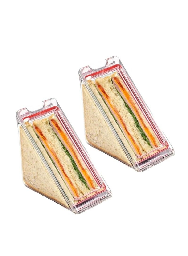 عام صندوق ساندويتش مثلثي، قابل لإعادة الاستخدام، سهل التنظيف، مصنوعة من الأكريليك الشفاف، قابل للحمل، مع غطاء. مناسب لحفظ السندويشات ووجبات الغداء. - Image 1