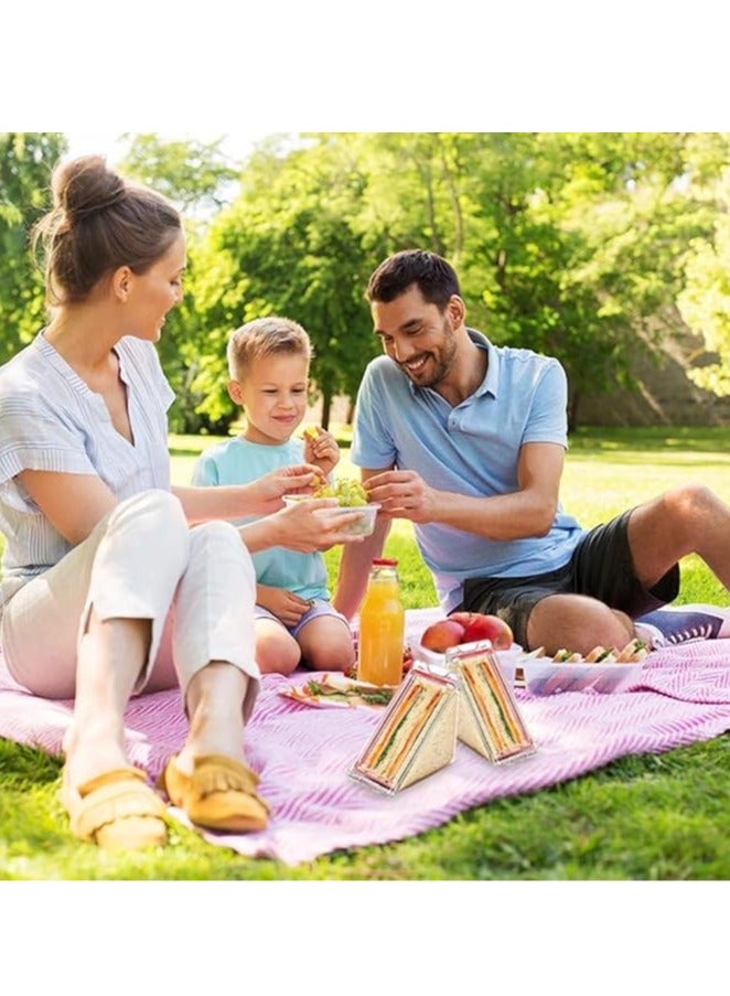 عام صندوق ساندويتش مثلثي، قابل لإعادة الاستخدام، سهل التنظيف، مصنوعة من الأكريليك الشفاف، قابل للحمل، مع غطاء. مناسب لحفظ السندويشات ووجبات الغداء. - Image 5