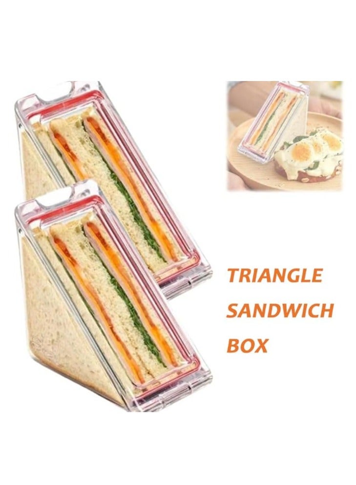عام صندوق ساندويتش مثلثي، قابل لإعادة الاستخدام، سهل التنظيف، مصنوعة من الأكريليك الشفاف، قابل للحمل، مع غطاء. مناسب لحفظ السندويشات ووجبات الغداء. - Image 2