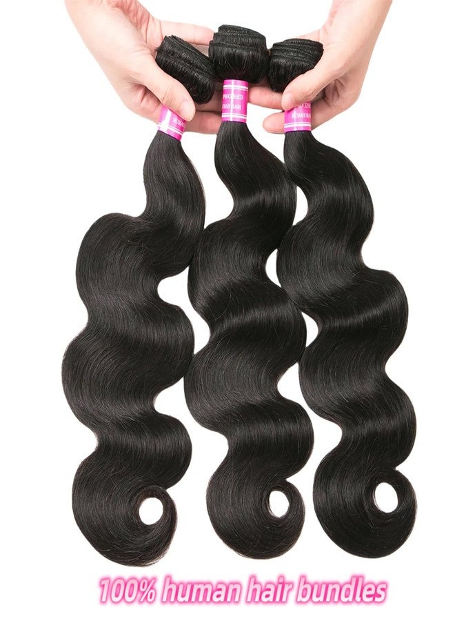Jolanly Body Wave Bundles Human Hair 12A Human Hair Bundles 18 20 22 IN 100% Unprocessed Brazilian Virgin Hair 3 Bundles Double Weft Hair Extensions Real Human Hair Natural Black For Woman 18 20 22 IN - Image 3