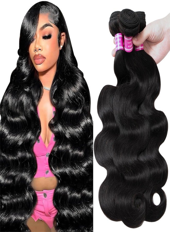 Jolanly Body Wave Bundles Human Hair 12A Human Hair Bundles 18 20 22 IN 100% Unprocessed Brazilian Virgin Hair 3 Bundles Double Weft Hair Extensions Real Human Hair Natural Black For Woman 18 20 22 IN - Image 1