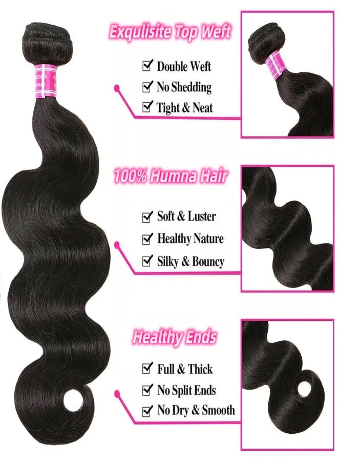 Jolanly Body Wave Bundles Human Hair 12A Human Hair Bundles 18 20 22 IN 100% Unprocessed Brazilian Virgin Hair 3 Bundles Double Weft Hair Extensions Real Human Hair Natural Black For Woman 18 20 22 IN - Image 2