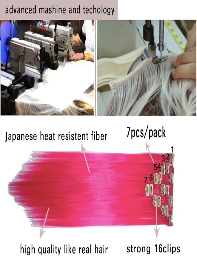 iLUU 22" 7pcs Full Head Straight Long Hairpiece Clips in on Synthetic Hair Extensions #2C Yellow 16 clips Hair Pieces 100g Thick Clip in on Hair Extension for Women Girl - Image 3