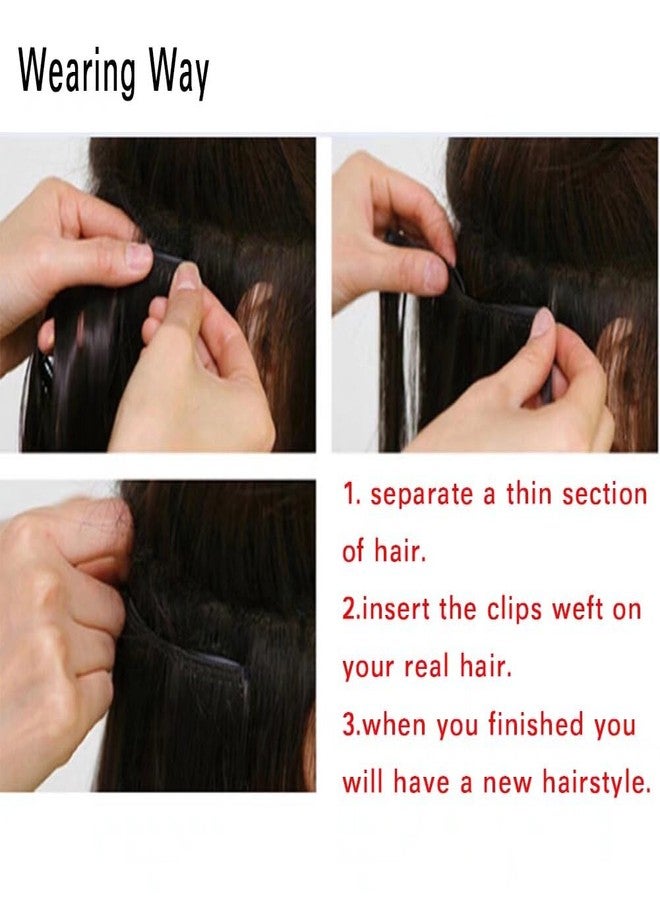 iLUU 22" 7pcs Full Head Straight Long Hairpiece Clips in on Synthetic Hair Extensions #2C Yellow 16 clips Hair Pieces 100g Thick Clip in on Hair Extension for Women Girl - Image 4