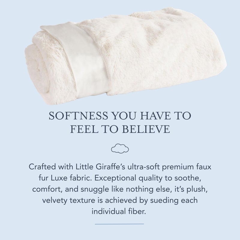 Little Giraffe Baby Blanket - Luxe Soft Blanket with Satin Trim - Baby Stroller Blanket - Newborn Baby Essentials & Baby Gifts - 29x35" - Cream - Image 4