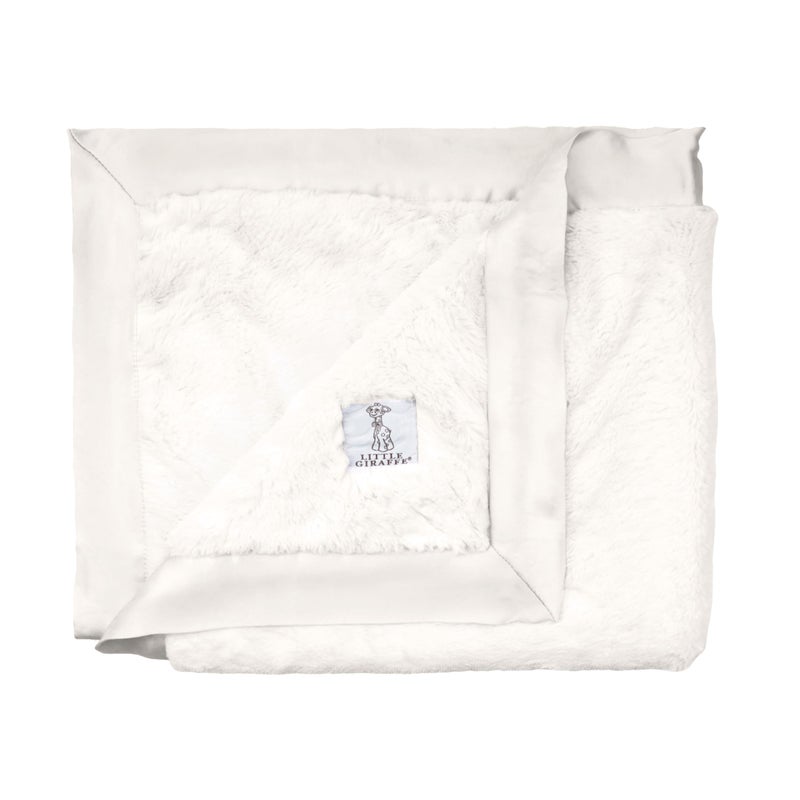 Little Giraffe Baby Blanket - Luxe Soft Blanket with Satin Trim - Baby Stroller Blanket - Newborn Baby Essentials & Baby Gifts - 29x35" - Cream - Image 1