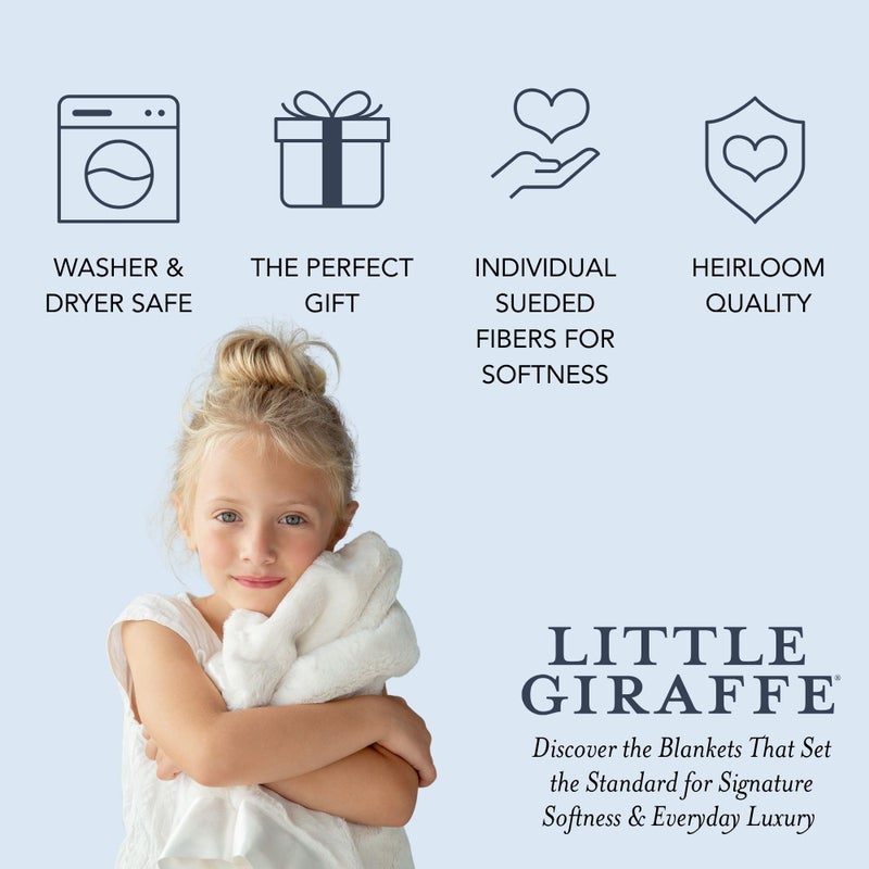 Little Giraffe Baby Blanket - Luxe Soft Blanket with Satin Trim - Baby Stroller Blanket - Newborn Baby Essentials & Baby Gifts - 29x35" - Cream - Image 5