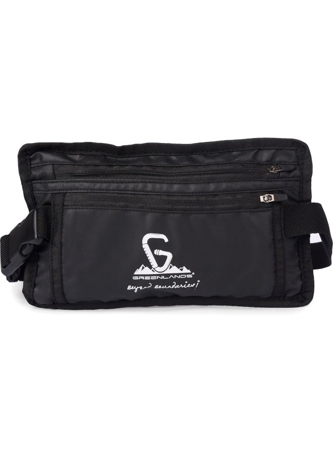 جرينلاندز حزام سفر نحيف للغاية مضاد للـ RFID (أسود) – حقيبة خصر خفيفة للهوية، البطاقات والنقود - Image 1