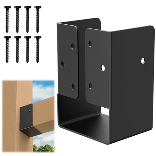 FMhotu Concealed Joist Hanger (1 Pack),4"x6" Outdoor Concealed-Flange Joist Bracket with Screws, Q235B Steel Powder Coated Concealed Mount Light Joist Hangers for 4"x6" Beam, Swing, Handrail, Fence - Image 1