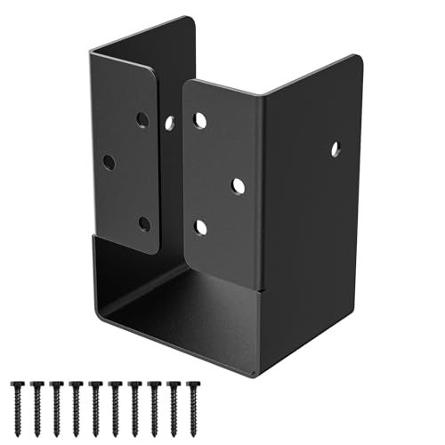 FMhotu Concealed Joist Hanger (1 Pack),4"x6" Outdoor Concealed-Flange Joist Bracket with Screws, Q235B Steel Powder Coated Concealed Mount Light Joist Hangers for 4"x6" Beam, Swing, Handrail, Fence - Image 2